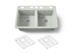 KOHLER K-8679-5UA1-FF Riverby 33" Undermount Double-Bowl Kitchen Sink - Sea Salt