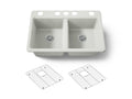 KOHLER K-8679-5UA1-NY Riverby 33" Undermount Double-Bowl Kitchen Sink - Dune