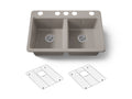 KOHLER K-8679-5UA1-TRF Riverby 33" Undermount Double-Bowl Kitchen Sink - Truffle