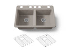 KOHLER K-8679-5UA1-TRF Riverby 33" Undermount Double-Bowl Kitchen Sink - Truffle