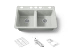 KOHLER K-8679-5UA3-FF Riverby 33" Undermount Double-Bowl Workstation Kitchen Sink - Sea Salt