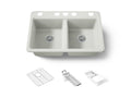 KOHLER K-8679-5UA3-NY Riverby 33" Undermount Double-Bowl Workstation Kitchen Sink - Dune