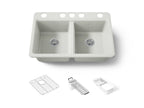 KOHLER K-8679-5UA3-NY Riverby 33" Undermount Double-Bowl Workstation Kitchen Sink - Dune