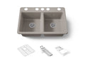 KOHLER K-8679-5UA3-TRF Riverby 33" Undermount Double-Bowl Workstation Kitchen Sink - Truffle