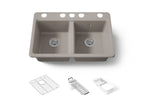 KOHLER K-8679-5UA3-TRF Riverby 33" Undermount Double-Bowl Workstation Kitchen Sink - Truffle