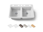KOHLER K-8679-5UPC-0 Riverby 33" Undermount Double-Bowl Workstation Kitchen Sink - White