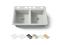KOHLER K-8679-5UPC-FF Riverby 33" Undermount Double-Bowl Workstation Kitchen Sink - Sea Salt