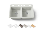 KOHLER K-8679-5UPC-NY Riverby 33" Undermount Double-Bowl Workstation Kitchen Sink - Dune