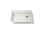 KOHLER K-8689-4-96 Riverby 33" Top-Mount Single-Bowl Kitchen Sink - Biscuit