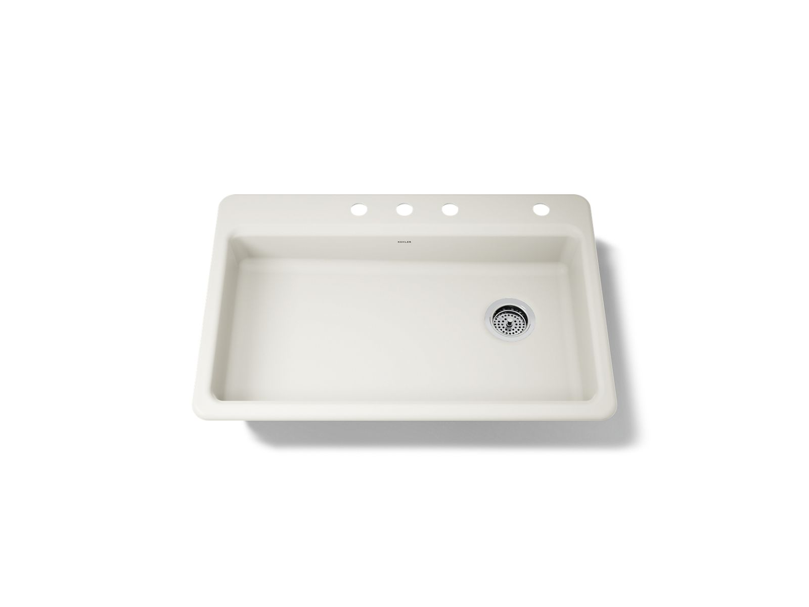 KOHLER K-8689-4-96 Riverby 33" Top-Mount Single-Bowl Kitchen Sink - Biscuit