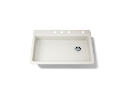 KOHLER K-8689-4-96 Riverby 33" top-mount single-bowl kitchen sink - Biscuit