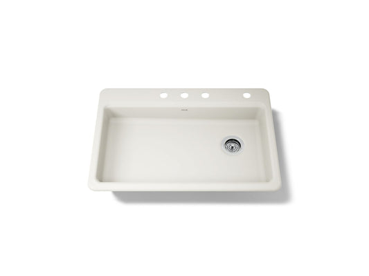 KOHLER K-8689-4-96 Riverby 33" top-mount single-bowl kitchen sink - Biscuit