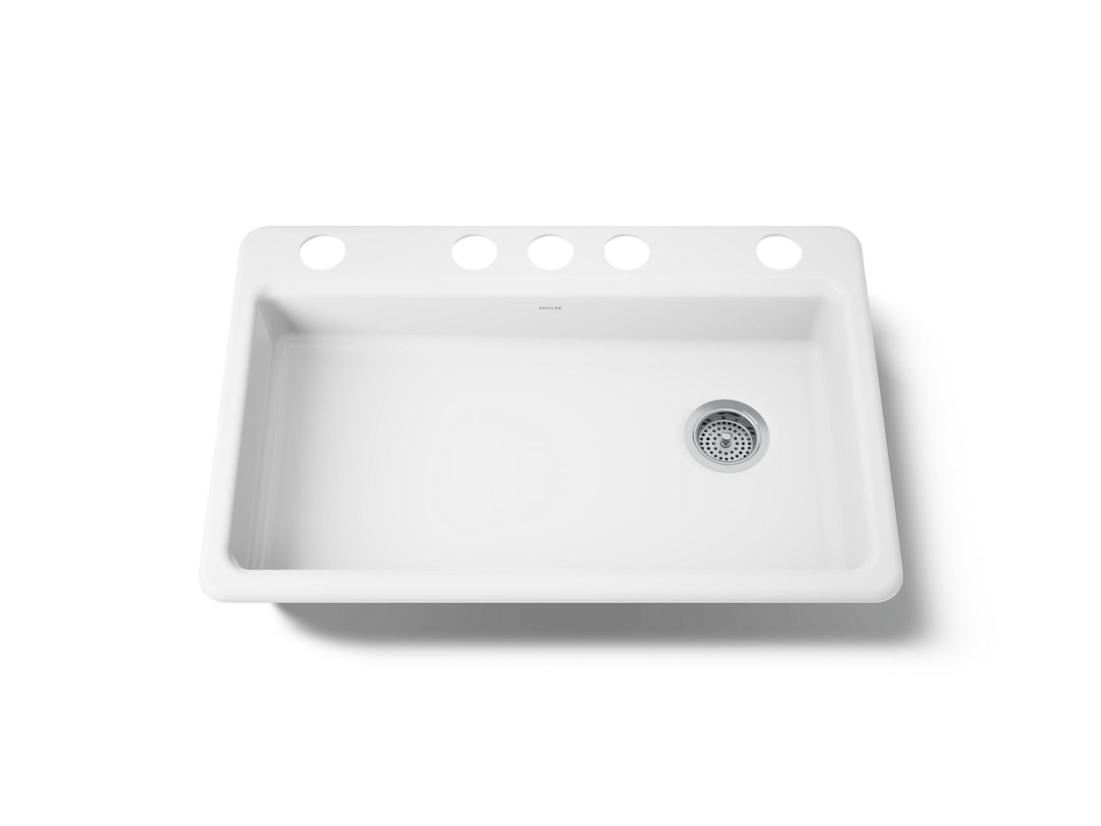 KOHLER K-8689-5U-0 Riverby 33" Undermount Single-Bowl Kitchen Sink - White