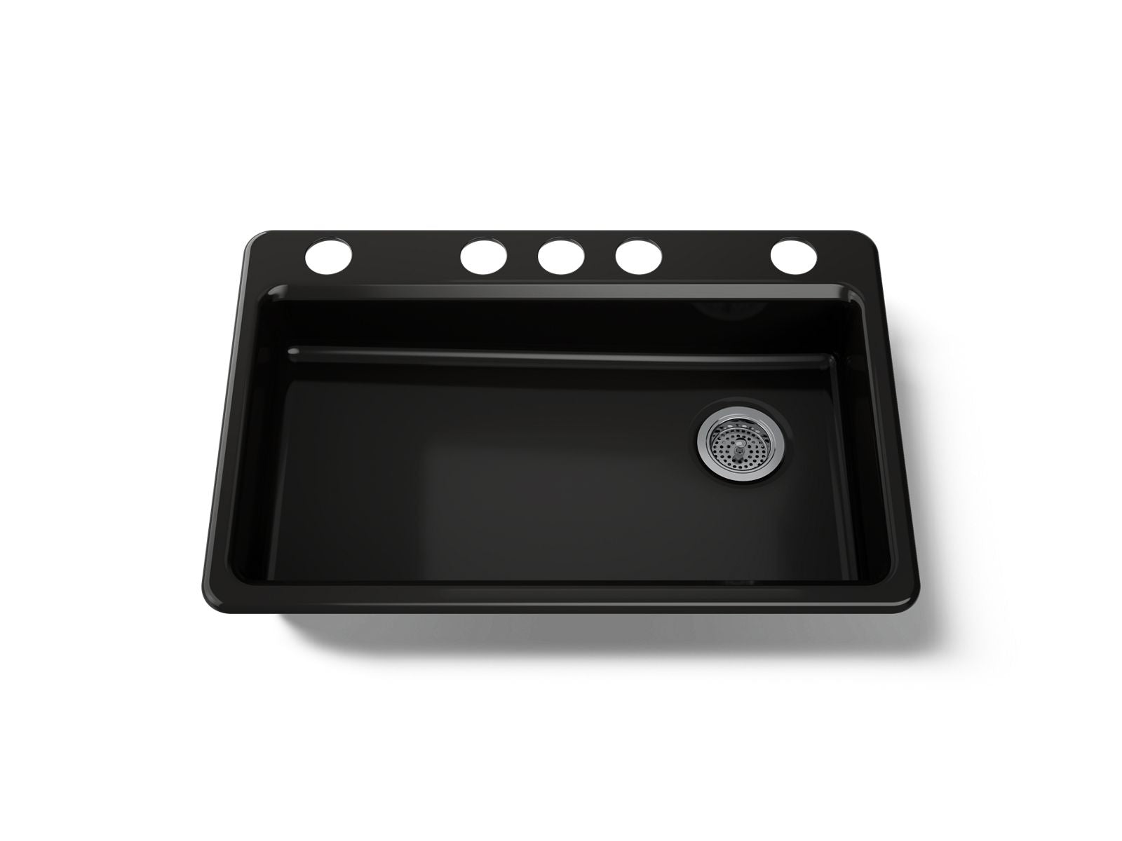 KOHLER K-8689-5U-7 Riverby 33" Undermount Single-Bowl Kitchen Sink - Black Black