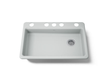 KOHLER K-8689-5U-95 Riverby 33" undermount single-bowl kitchen sink - Ice Grey