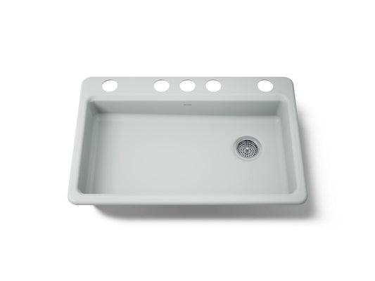 KOHLER K-8689-5U-95 Riverby 33" undermount single-bowl kitchen sink - Ice Grey