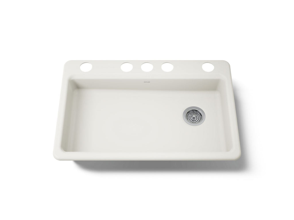 KOHLER K-8689-5U-96 Riverby 33" Undermount Single-Bowl Kitchen Sink - Biscuit