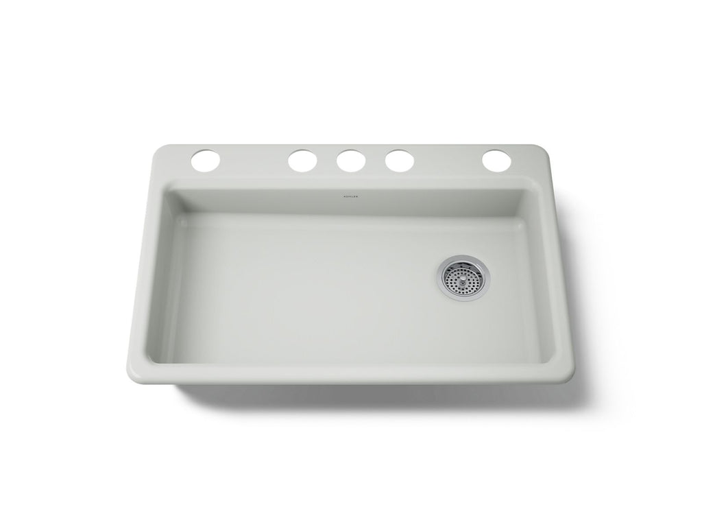 KOHLER K-8689-5U-FF Riverby 33" Undermount Single-Bowl Kitchen Sink - Sea Salt