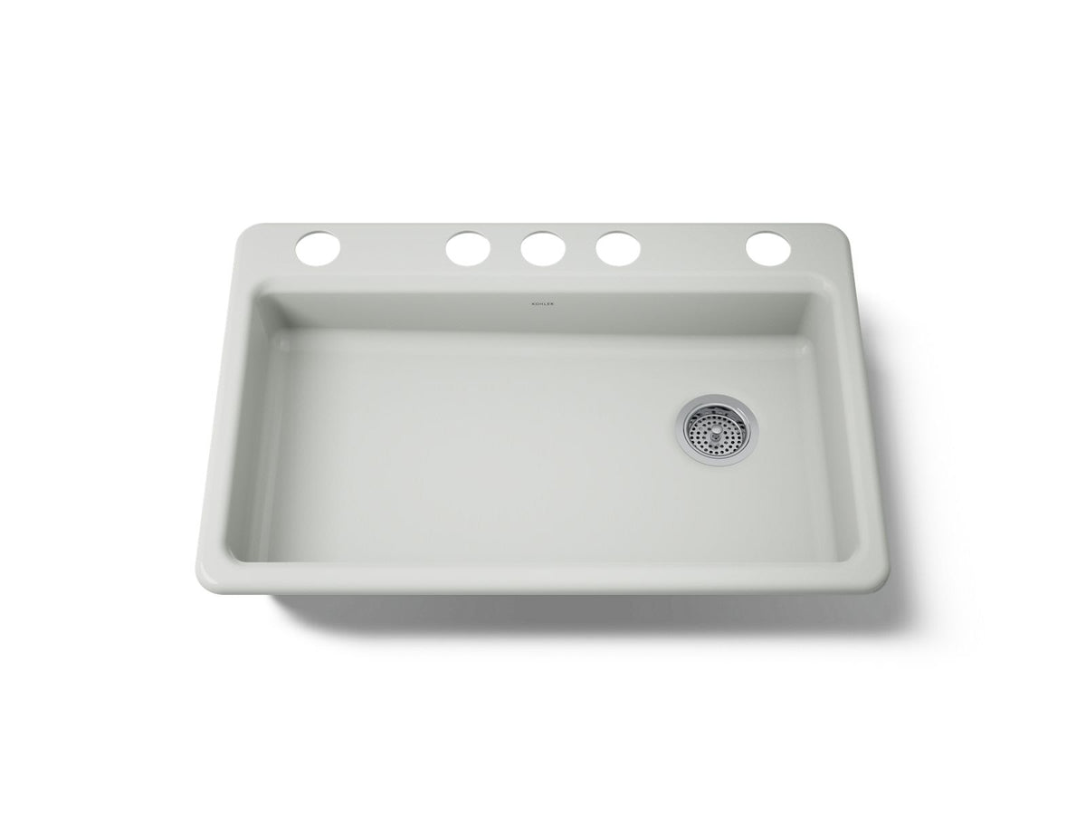 KOHLER K-8689-5U-FF Riverby 33" Undermount Single-Bowl Kitchen Sink - Sea Salt