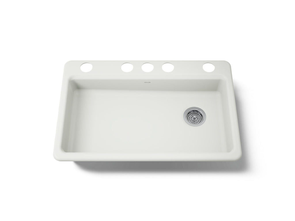 KOHLER K-8689-5U-NY Riverby 33" Undermount Single-Bowl Kitchen Sink - Dune