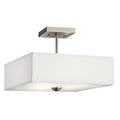 KICHLER 43691NI Shailene 14" 3 Light Square Semi Flush With Satin Etched White Diffuser And White Microfiber Shade In Brushed Nickel