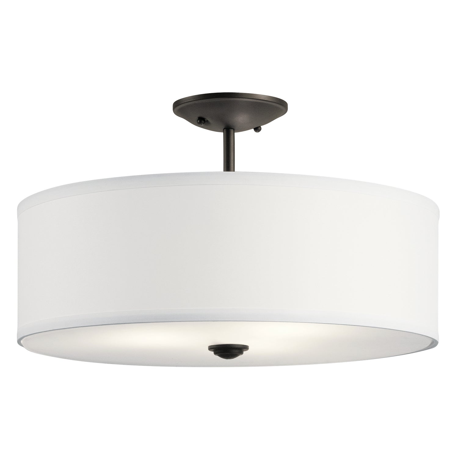 KICHLER 43692OZ Shailene 18" 3 Light Round Semi Flush With Satin Etched White Diffuser And White Microfiber Shade In Olde Bronze