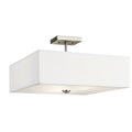 KICHLER 43693NI Shailene 18" 3 Light Square Semi Flush With Satin Etched White Diffuser And White Microfiber Shade In Brushed Nickel