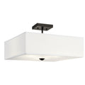 KICHLER 43693OZ Shailene 18" 3 Light Square Semi Flush With Satin Etched White Diffuser And White Microfiber Shade In Olde Bronze