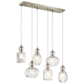KICHLER 43950NI Riviera 35.5" 6 Light Linear Chandelier With Clear Ribbed Glass In Brushed Nickel