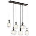 KICHLER 43950OZ Riviera 35.5" 6 Light Linear Chandelier With Clear Ribbed Glass In Olde Bronze