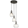 KICHLER 43952OZ Riviera 10.25" 3 Light Pendant With Clear Ribbed Glass In Olde Bronze