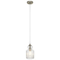 KICHLER 43957NI Riviera 10.75" 1 Light Pendant With Clear Ribbed Glass In Brushed Nickel