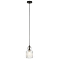 KICHLER 43957OZ Riviera 10.75" 1 Light Pendant With Clear Ribbed Glass In Olde Bronze