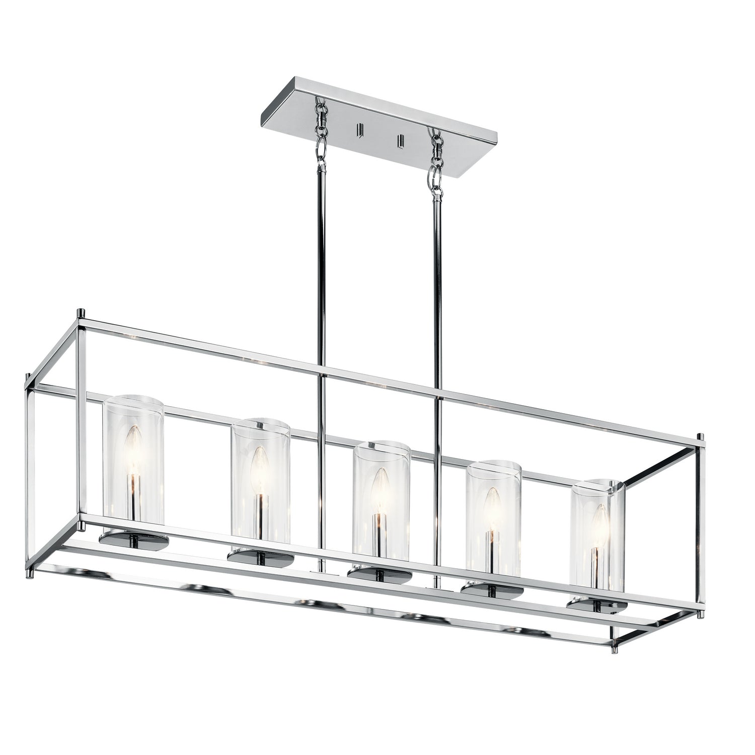 KICHLER 43995CH Crosby 13.75" 5 Light Linear Chandelier With Clear Glass Chrome