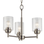 KICHLER 44029NI Winslow 15.25" 3 Light Mini Chandelier With Clear Seeded Glass In Brushed Nickel