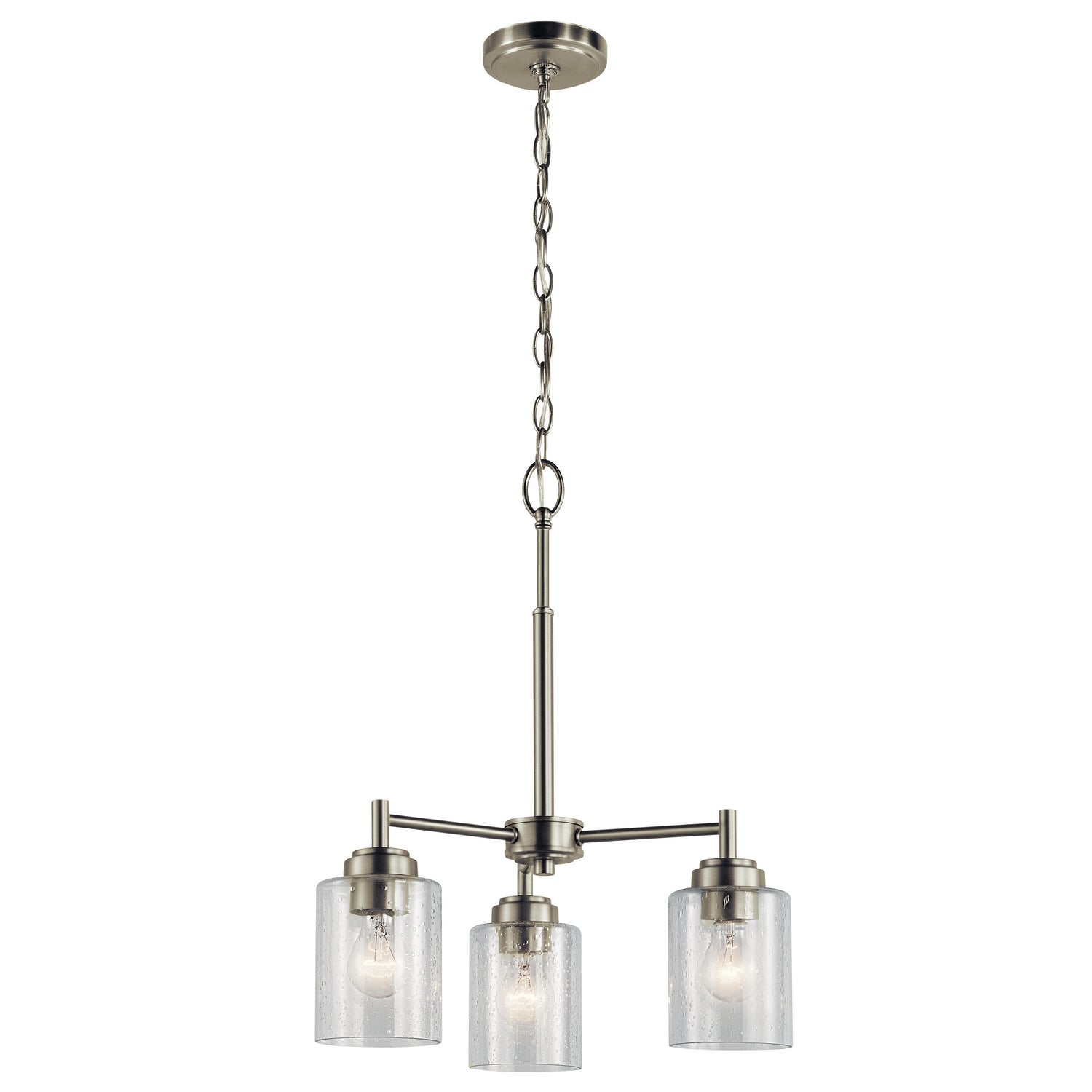 KICHLER 44029NI Winslow 15.25" 3 Light Mini Chandelier With Clear Seeded Glass In Brushed Nickel