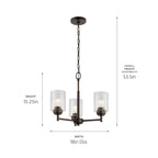 KICHLER 44029OZ Winslow 15.25" 3 Light Mini Chandelier With Clear Seeded Glass In Olde Bronze