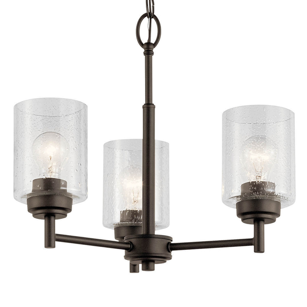 KICHLER 44029OZ Winslow 15.25" 3 Light Mini Chandelier With Clear Seeded Glass In Olde Bronze