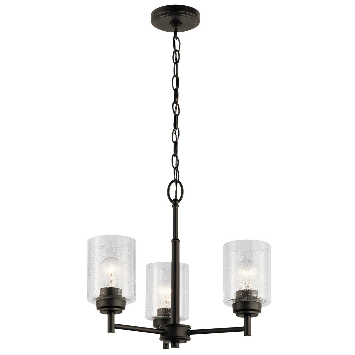 KICHLER 44029OZ Winslow 15.25" 3 Light Mini Chandelier With Clear Seeded Glass In Olde Bronze