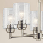 KICHLER 44030NI Winslow 19.75" 5 Light Chandelier With Clear Seeded Glass In Brushed Nickel
