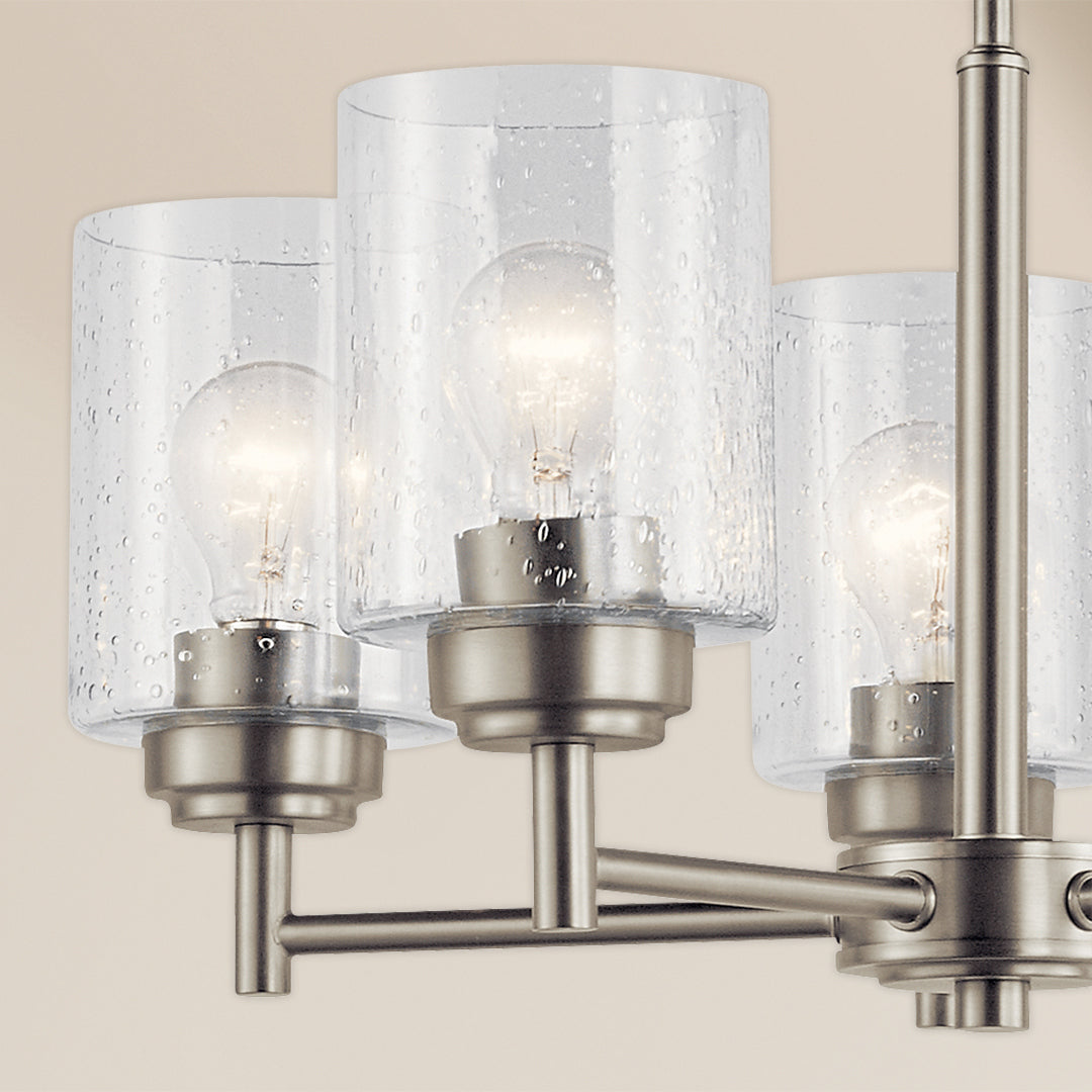 KICHLER 44030NI Winslow 19.75" 5 Light Chandelier With Clear Seeded Glass In Brushed Nickel