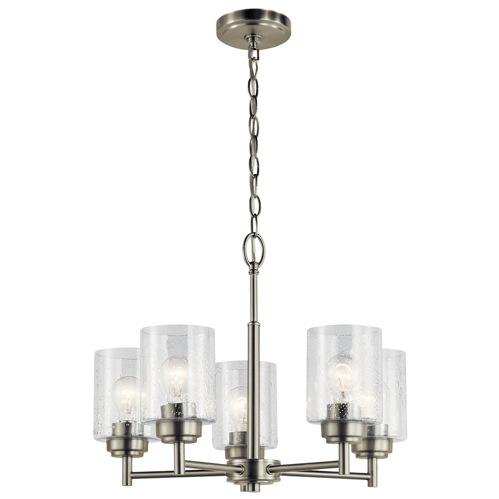KICHLER 44030NI Winslow 19.75" 5 Light Chandelier With Clear Seeded Glass In Brushed Nickel