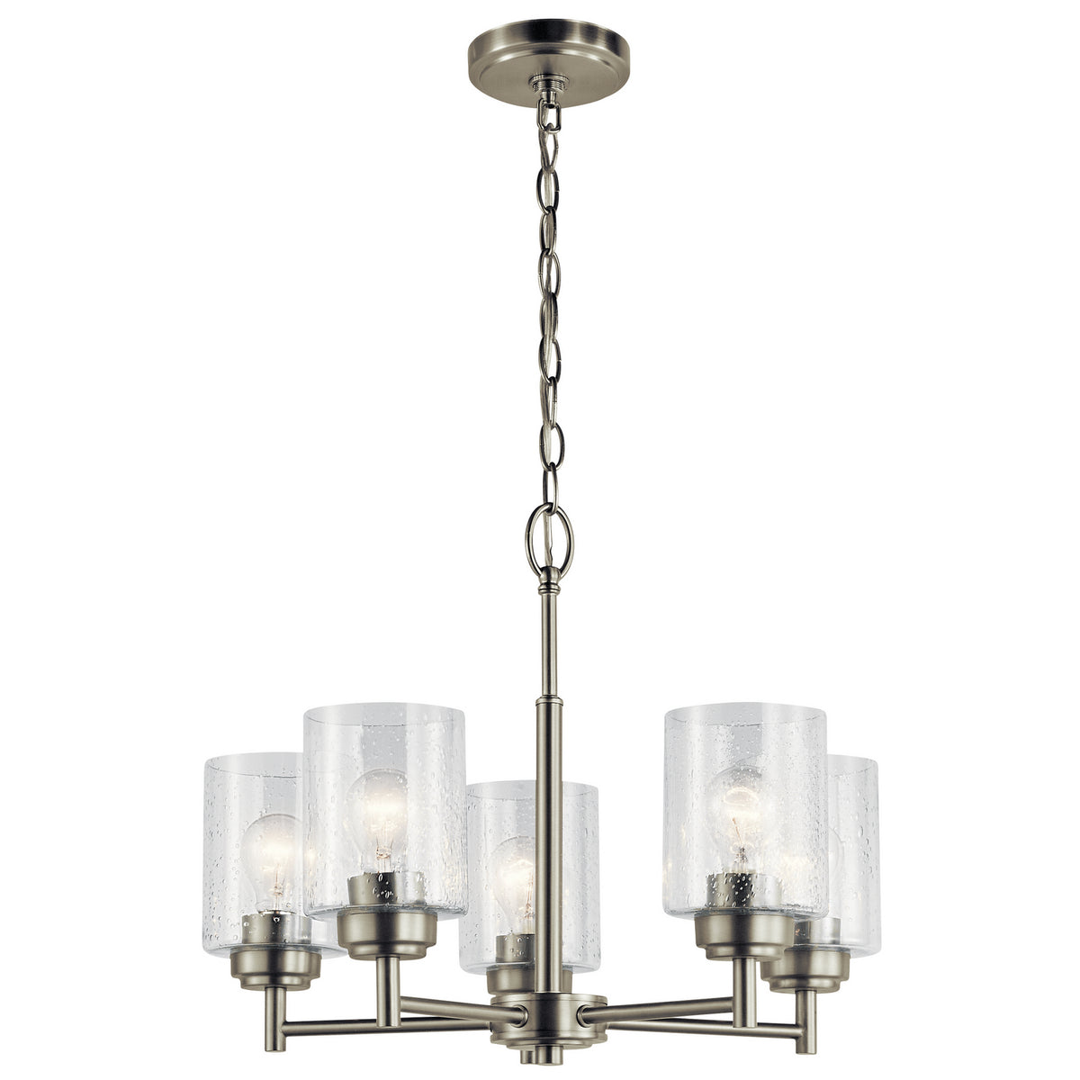 KICHLER 44030NI Winslow 19.75" 5 Light Chandelier With Clear Seeded Glass In Brushed Nickel