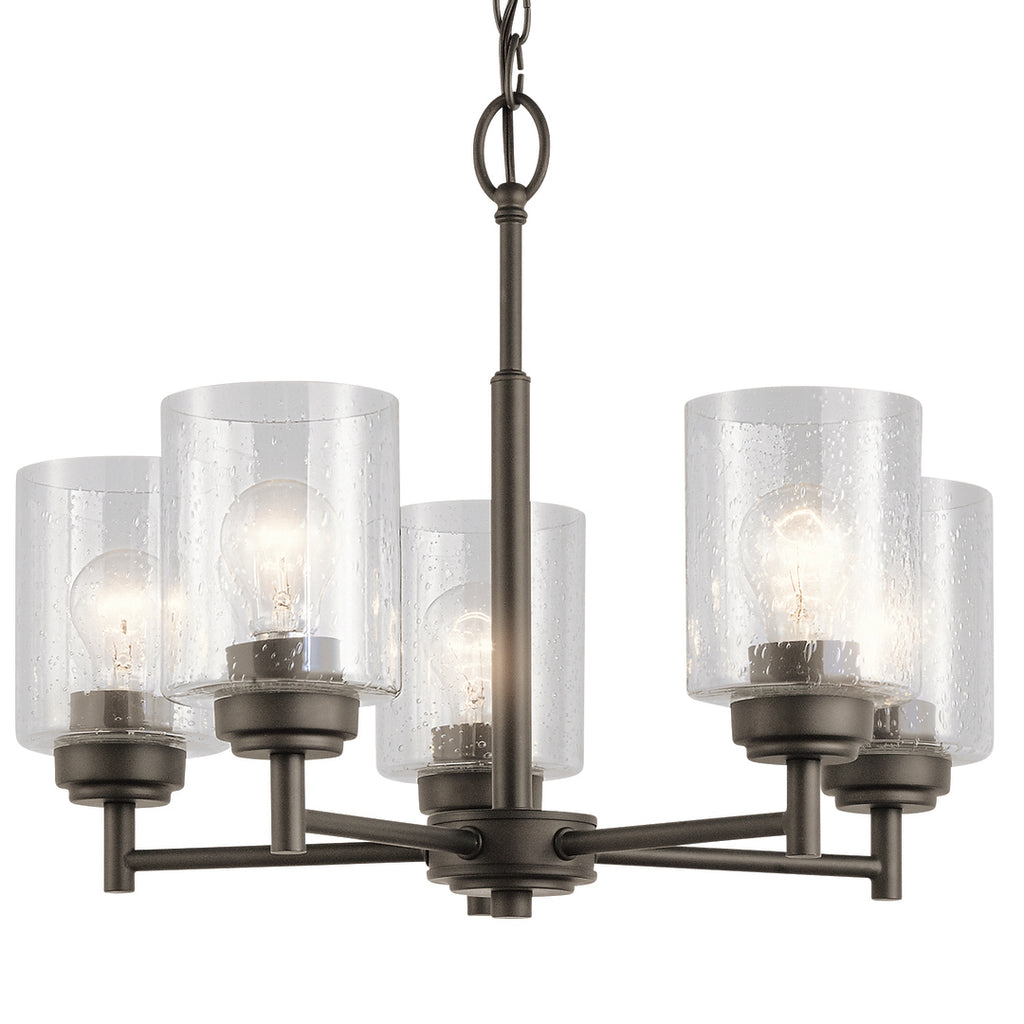 KICHLER 44030OZ Winslow 19.75" 5 Light Chandelier With Clear Seeded Glass In Olde Bronze