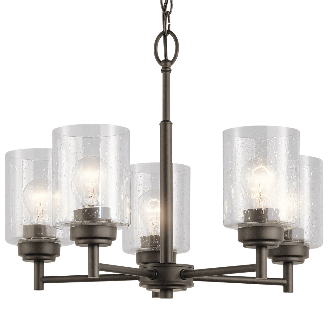 KICHLER 44030OZ Winslow 19.75" 5 Light Chandelier With Clear Seeded Glass In Olde Bronze