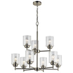 KICHLER 44031NI Winslow 27" 9 Light 2 Tier Chandelier With Clear Seeded Glass In Brushed Nickel