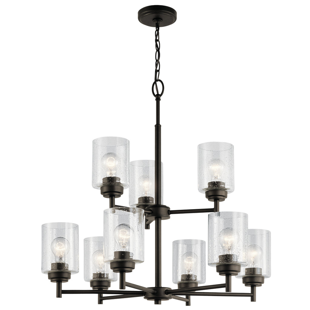 KICHLER 44031OZ Winslow 27" 9 Light 2 Tier Chandelier With Clear Seeded Glass In Olde Bronze