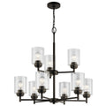 KICHLER 44031OZ Winslow 27" 9 Light 2 Tier Chandelier With Clear Seeded Glass In Olde Bronze
