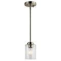 KICHLER 44032NI Winslow 7" 1 Light Mini Pendant With Clear Seeded Glass In Brushed Nickel