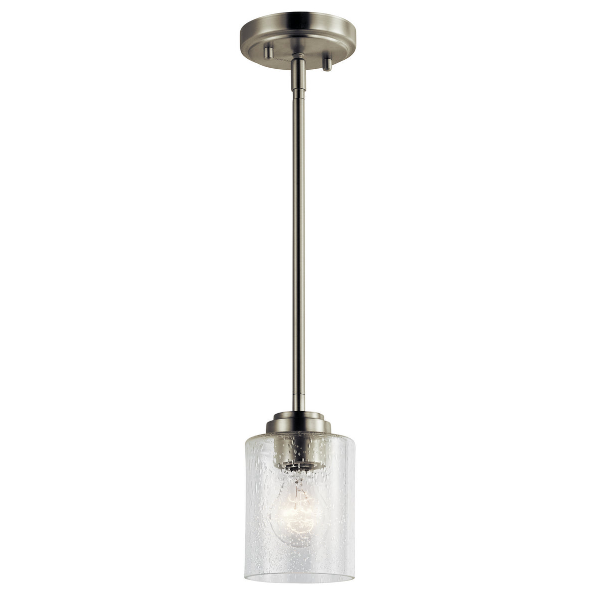 KICHLER 44032NI Winslow 7" 1 Light Mini Pendant With Clear Seeded Glass In Brushed Nickel